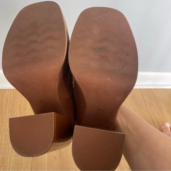 Rouge Helium Cognac Y2K Patent Chunky Heeled Loafer Size 11 - Picture 7 of 11